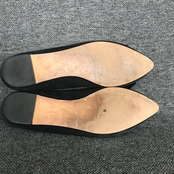 Madewell Womens French Knot Skimmer Black Suede Bow Pointed Toe Ballet Flats 9 - Picture 8 of 11